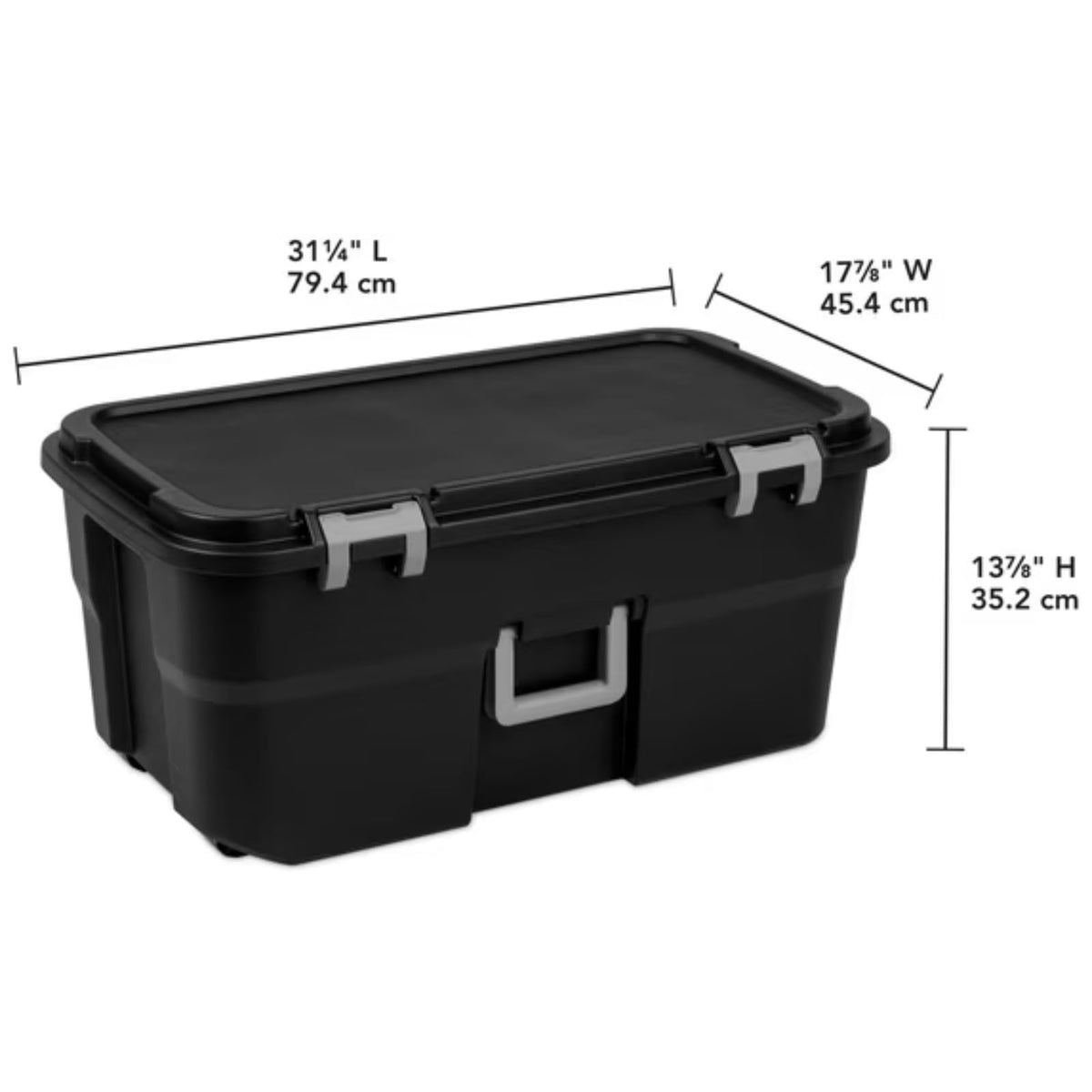 Black 22 Gallon Wheeled Plastic Storage Trunk Z7494