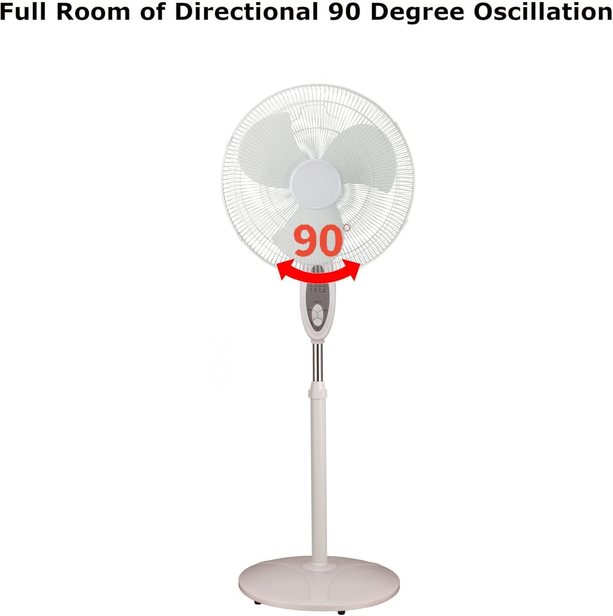 16-Inch Oscillating Stand Fan with Remote Control, White C97033