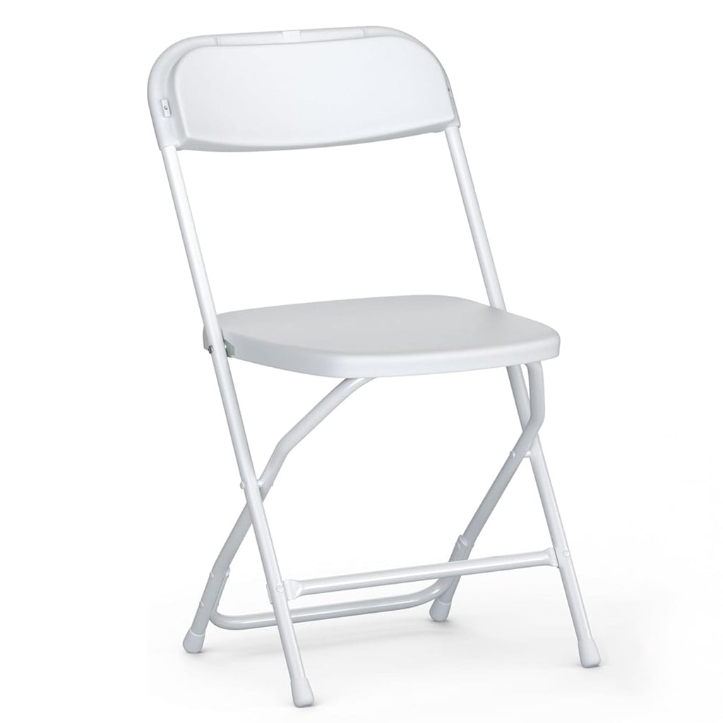 10 Pack White Plastic Folding Chairs with Steel Frame G46357