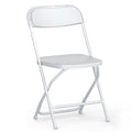 10 Pack White Plastic Folding Chairs with Steel Frame G46357