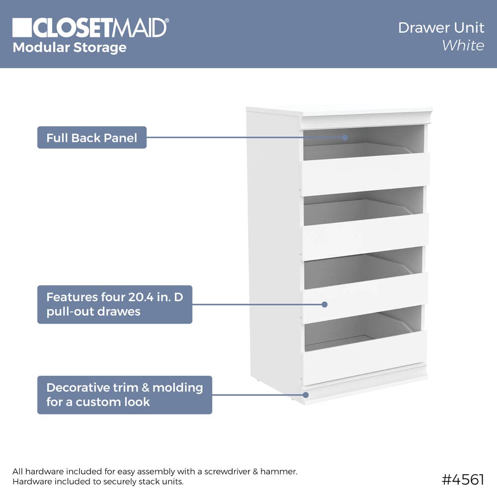 White 4 Drawer Wood Modular Storage Unit F3211