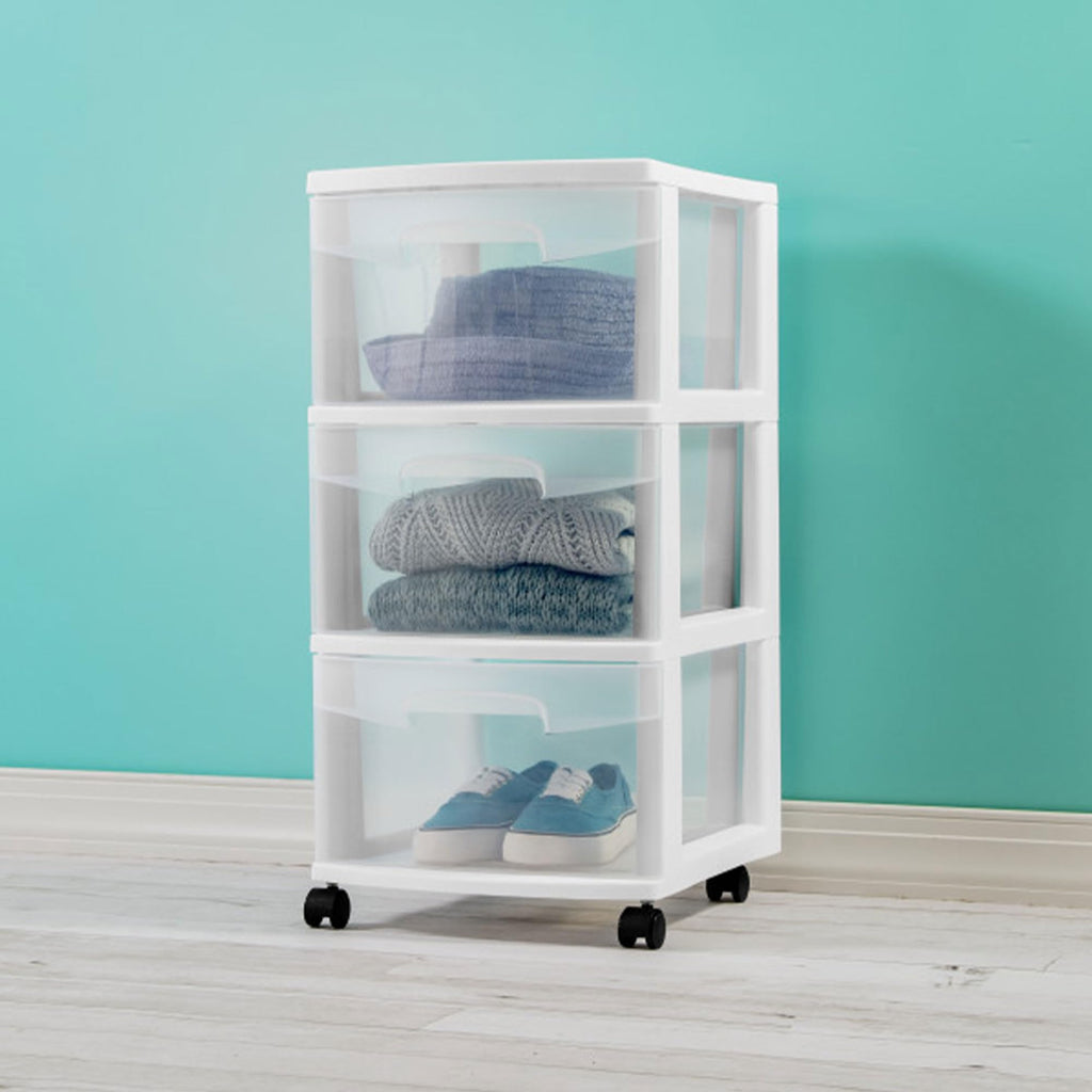 2 Pack White 3 Drawer Plastic Storage Cart E158153