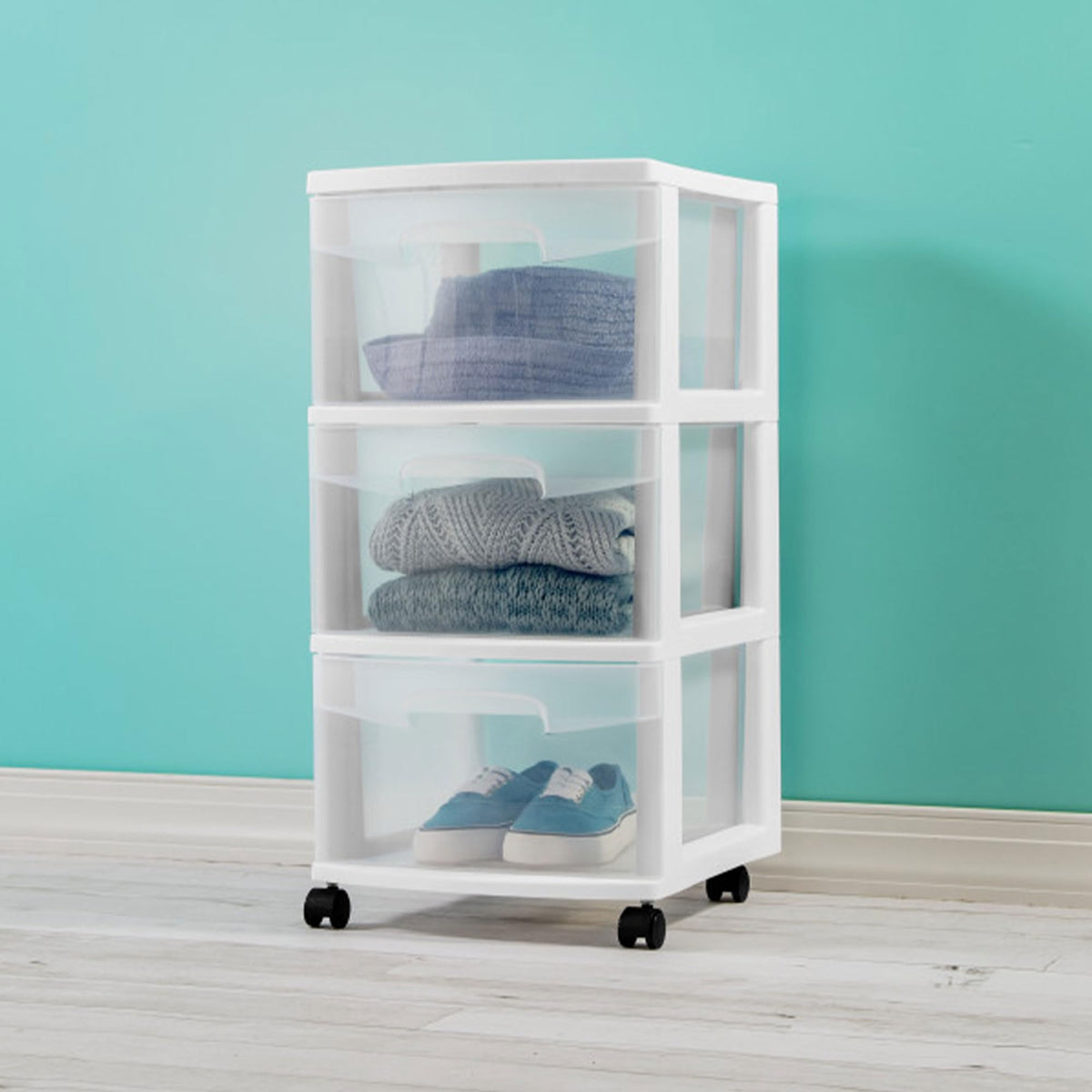 2 Pack White 3 Drawer Plastic Storage Cart E158153