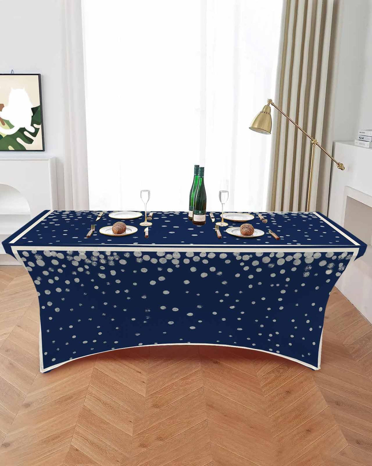 Silver Speckle Spandex Table Cloth for 6FT U6130