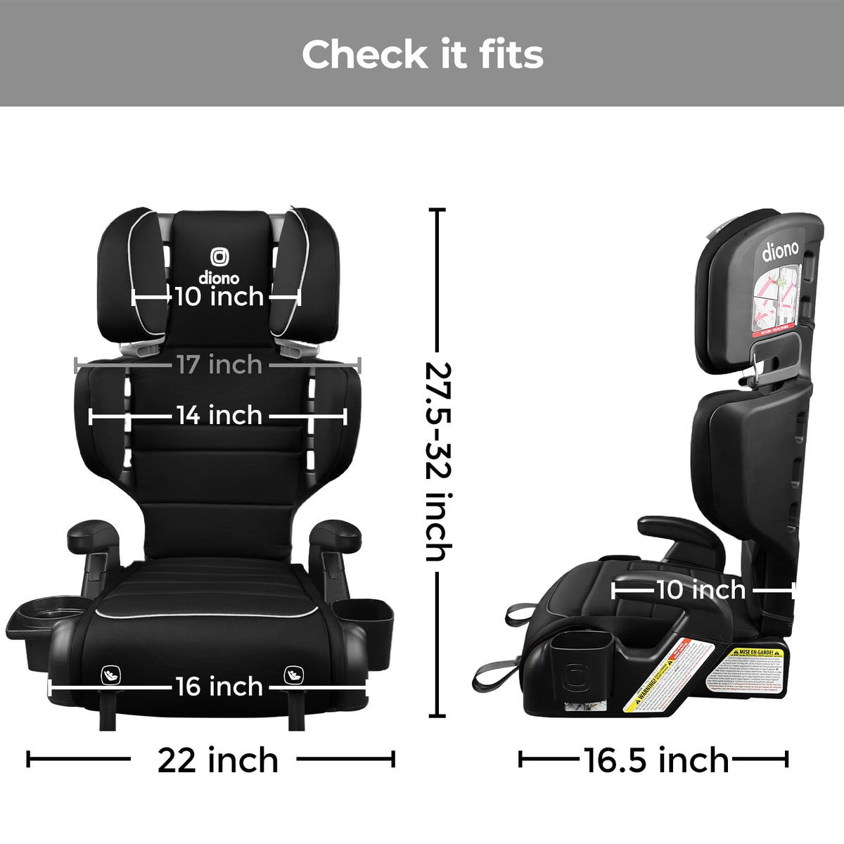 2-in-1 High Back Booster, 40-120 lbs, Black P4989