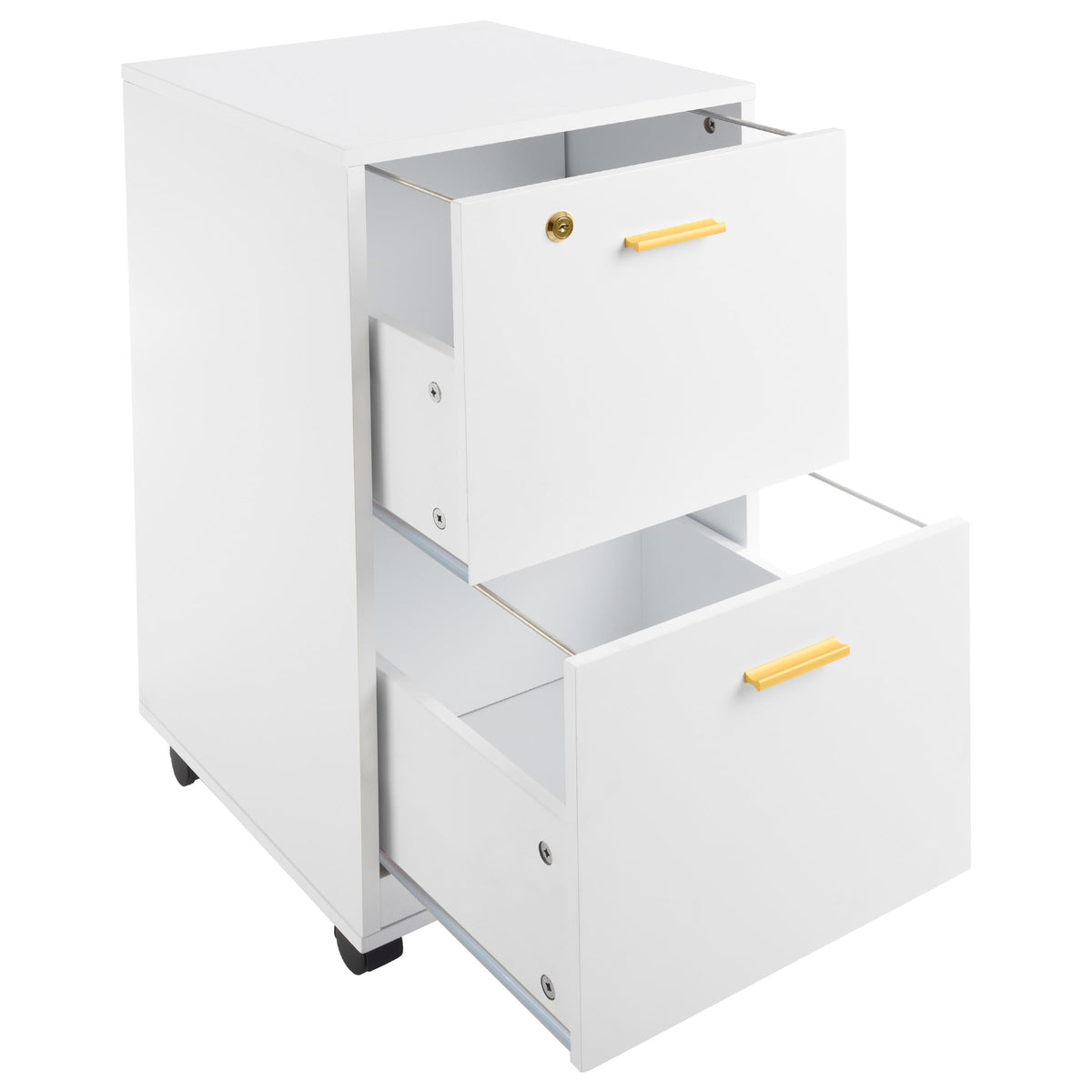 White 2 Drawer Wooden File Cabinet with Lock N188692