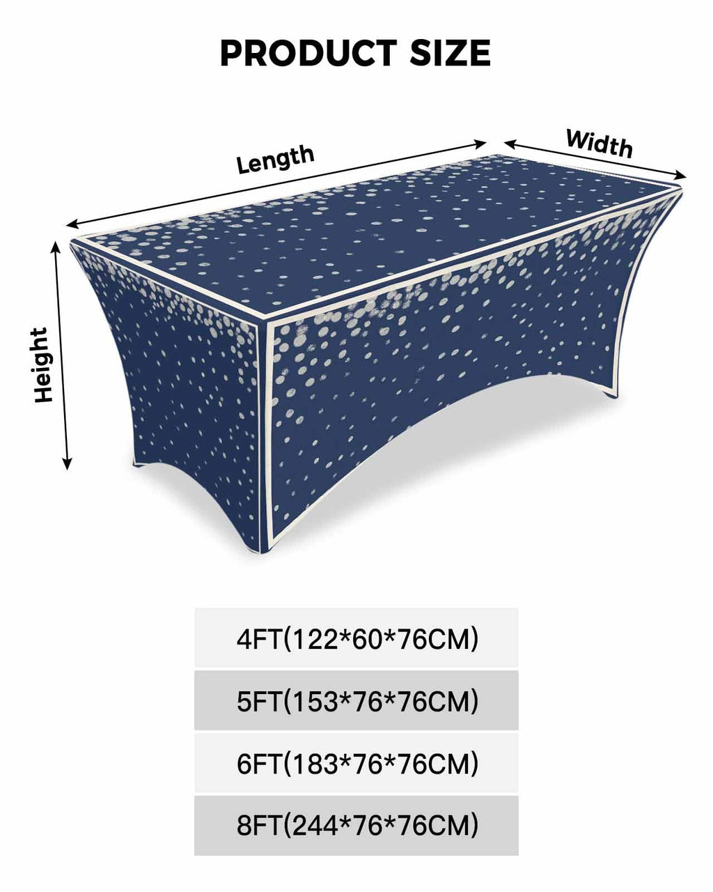 Silver Speckle Spandex Table Cloth for 6FT U6130
