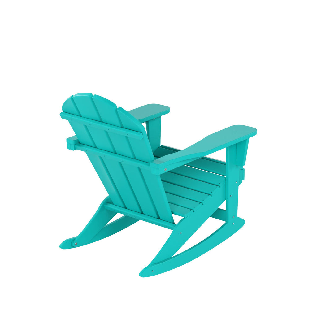 HDPE Turquoise Poly Adirondack Rocking Chair 3-Piece Set with Side Table P958