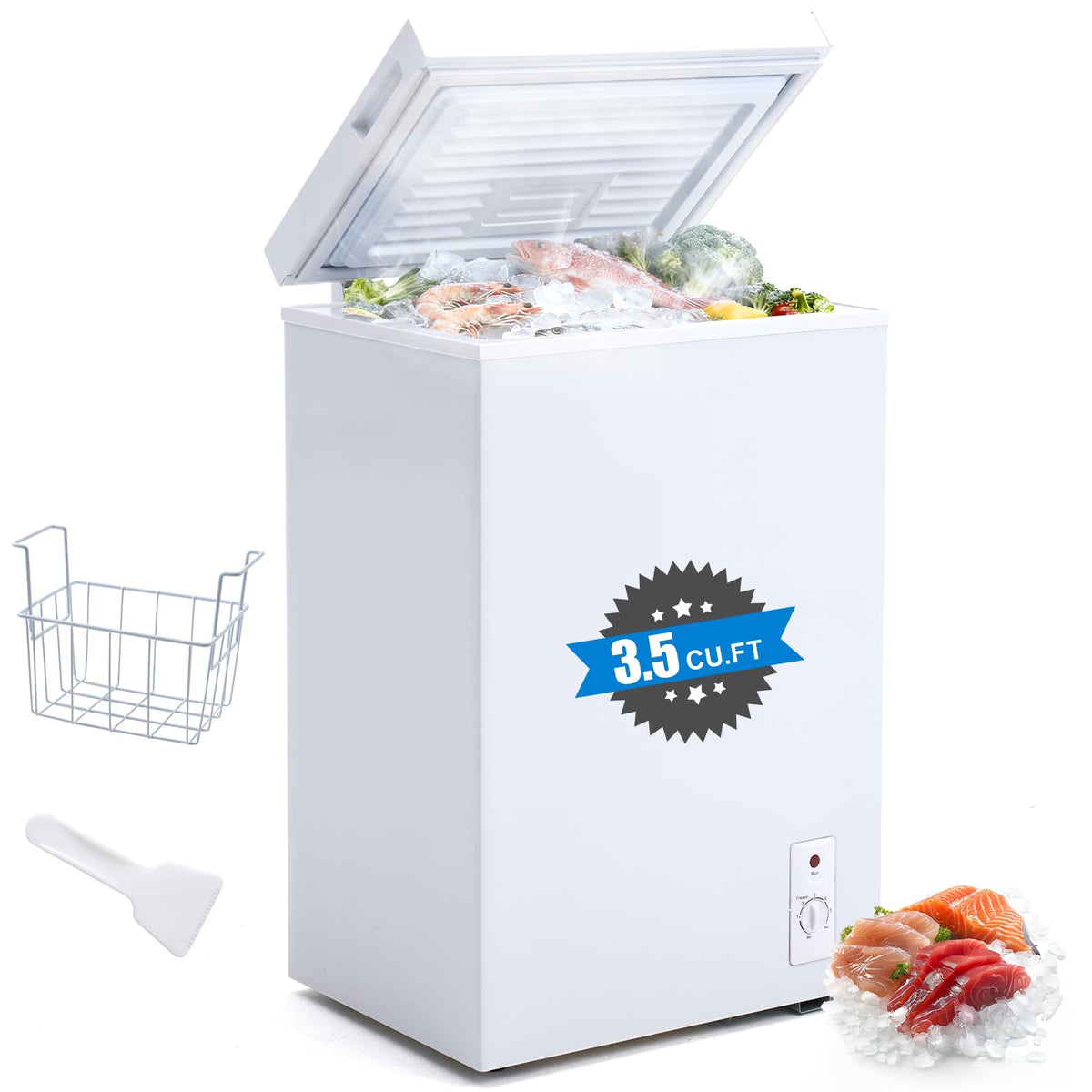 3.5 Cu.Ft White Chest Freezer with Removable Basket X483277