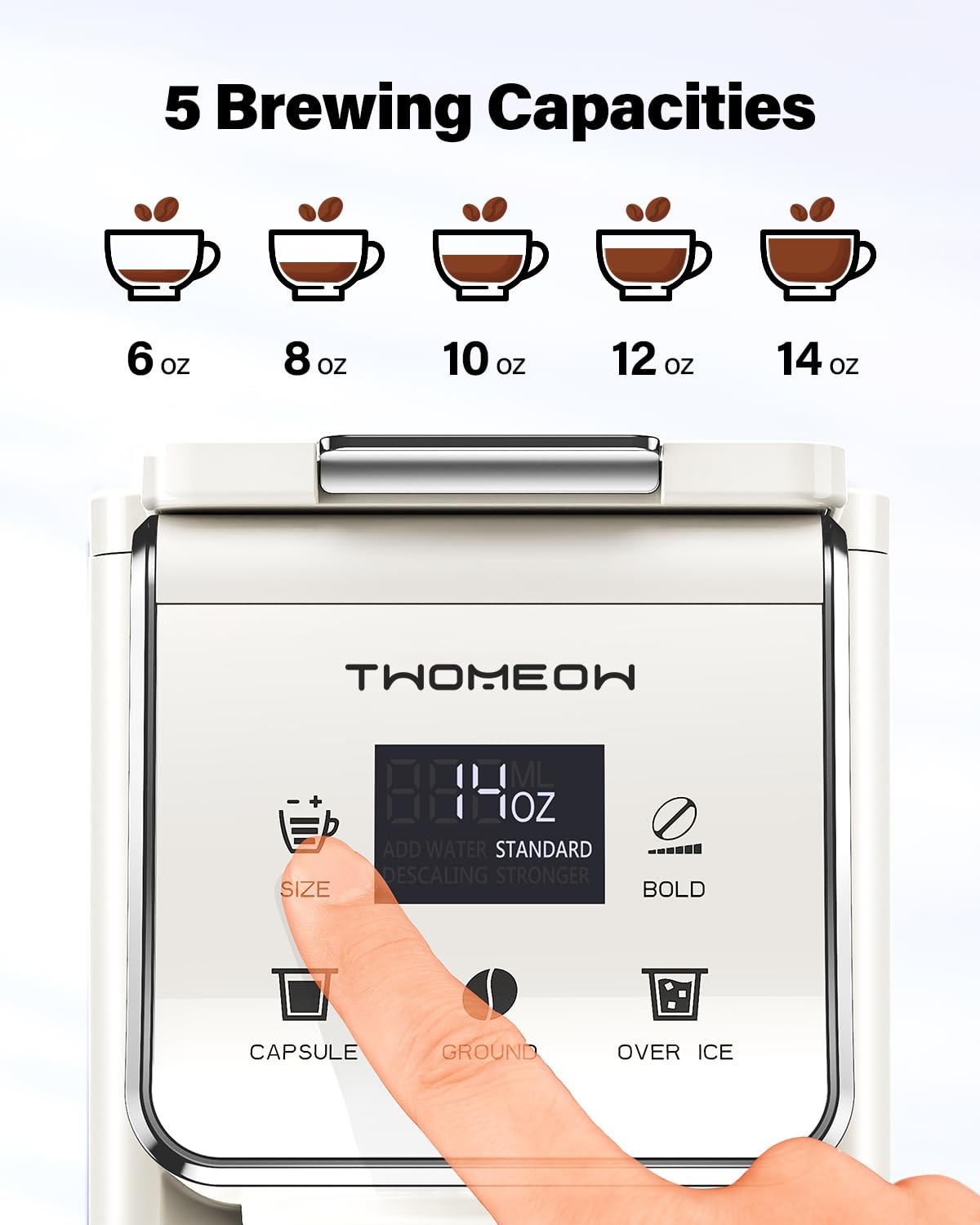 Single Serve Coffee Maker for K Cup and Grounds, White L434888