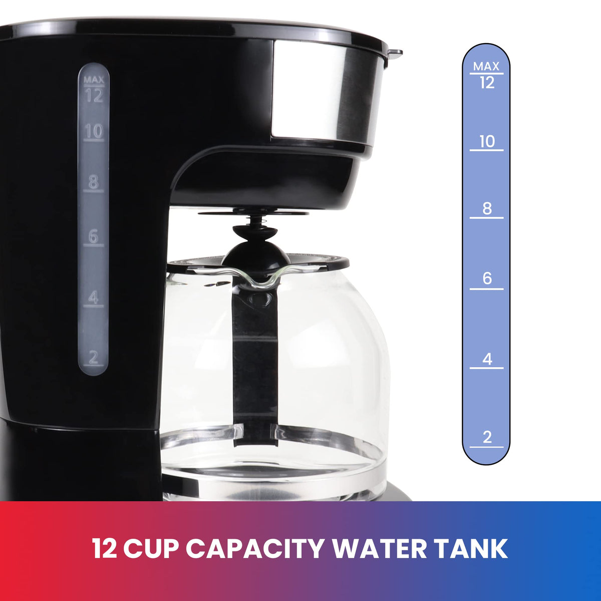 Programmable Coffee Maker Stainless Steel 12-Cup Glass Carafe Black/Gray X176173