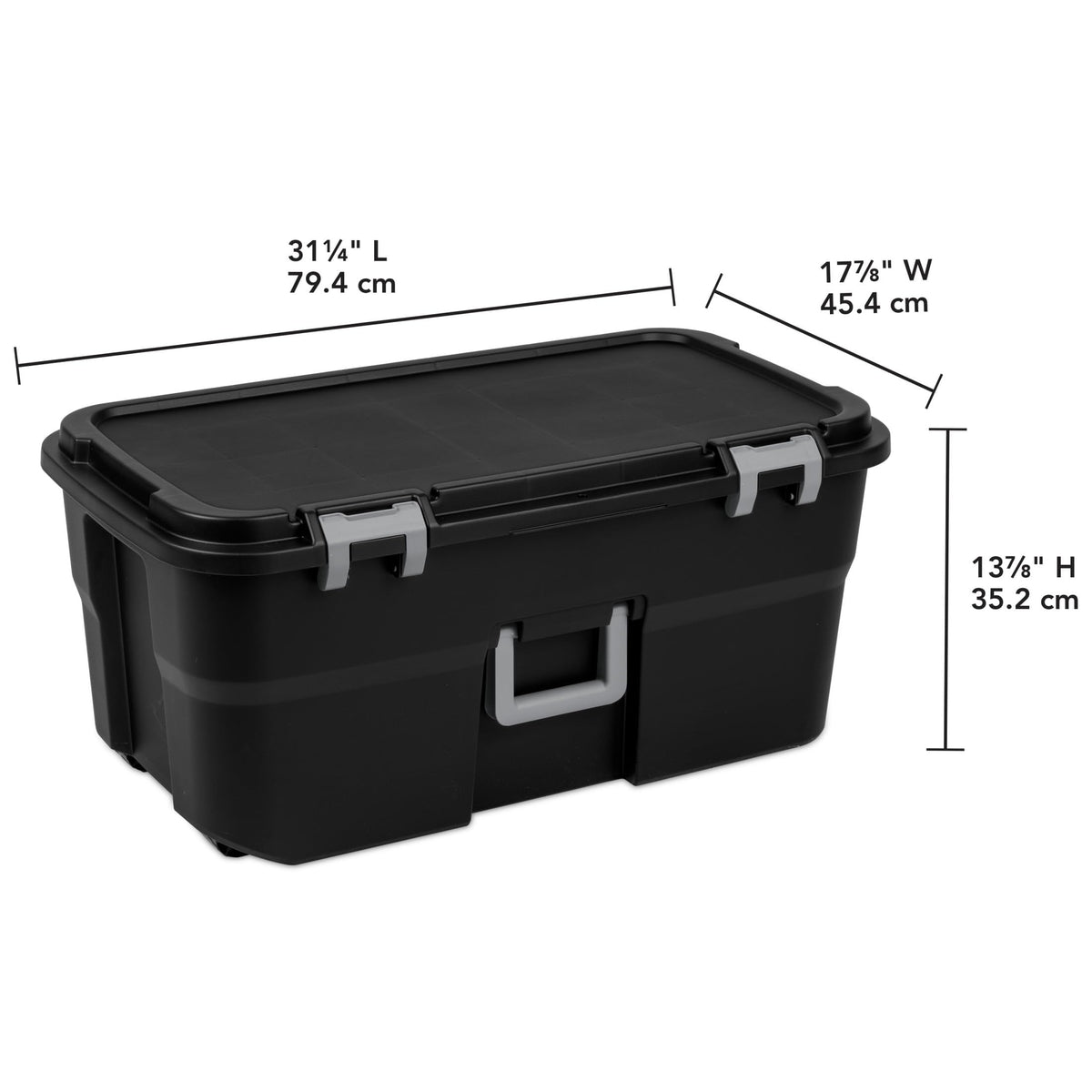 22 Gallon Black Wheeled Plastic Storage Trunk C679784