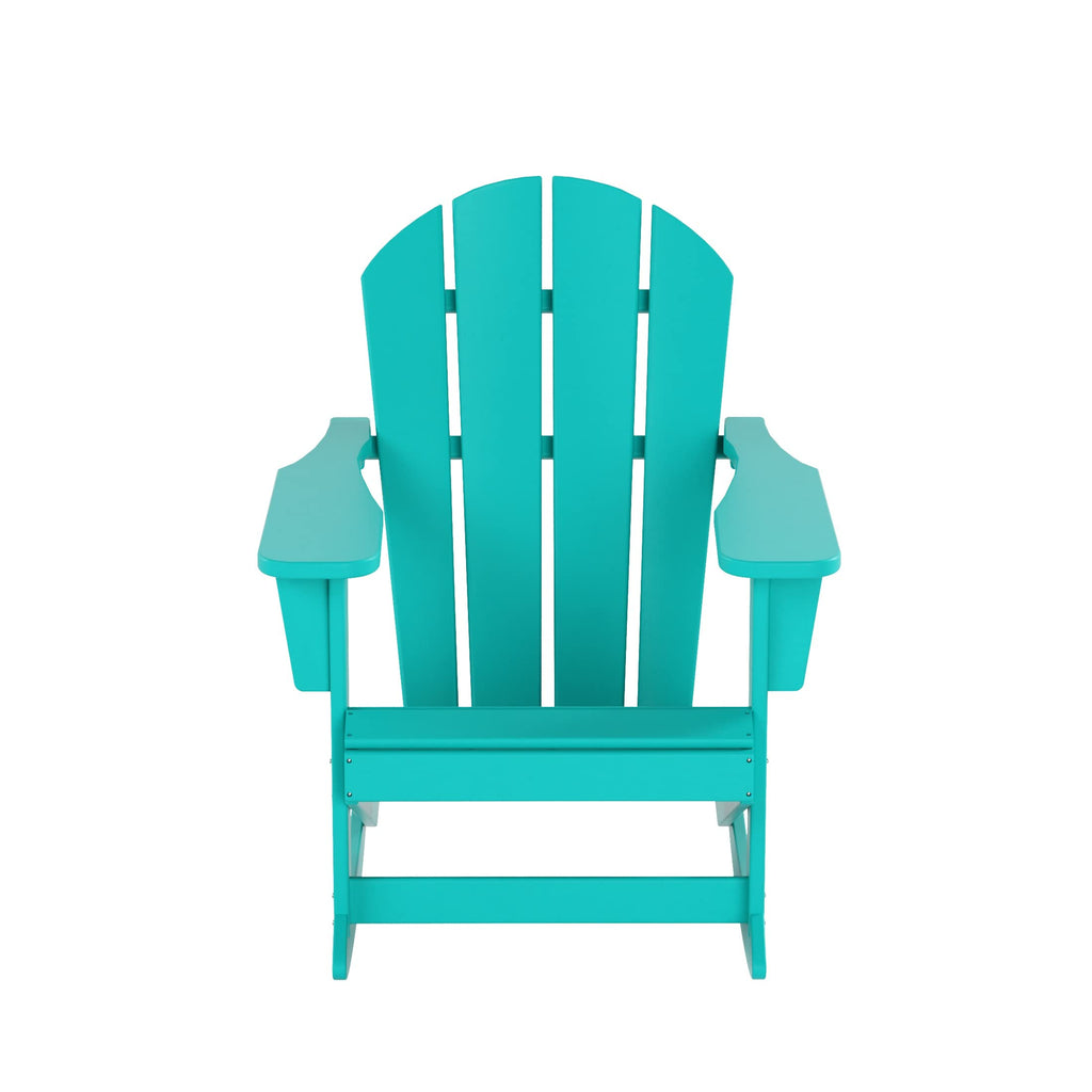 HDPE Turquoise Poly Adirondack Rocking Chair 3-Piece Set with Side Table P958