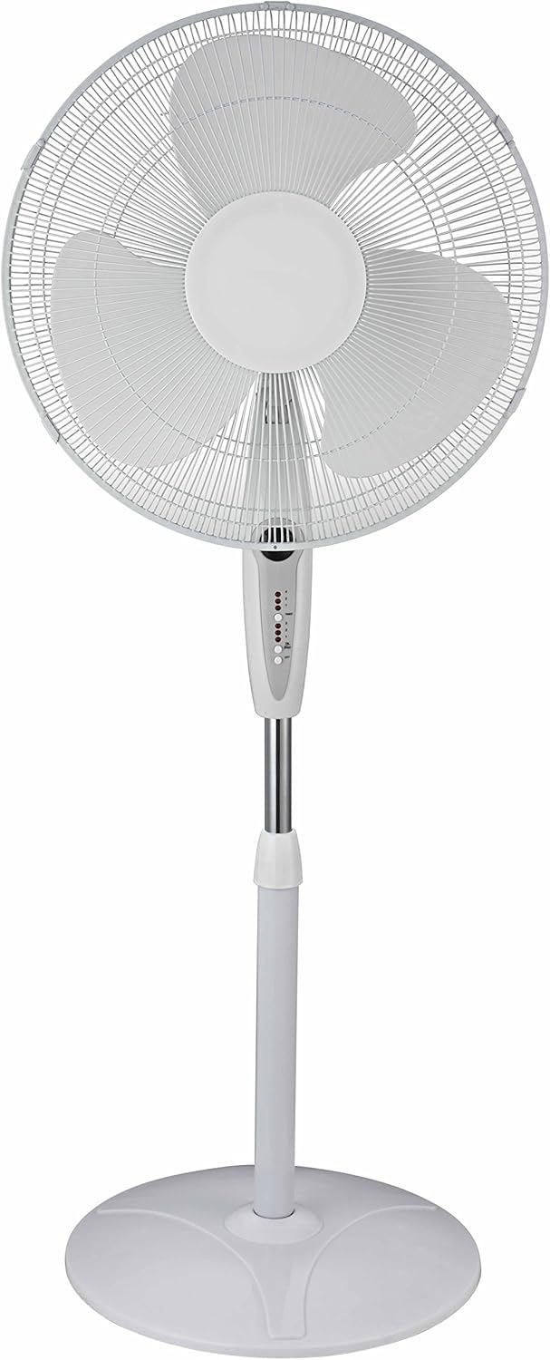 16-Inch Oscillating Stand Fan with Remote Control, White C97033