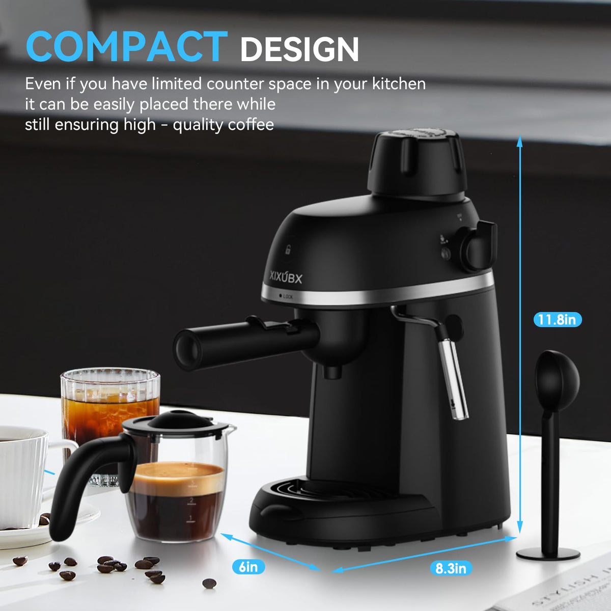 Compact Espresso & Cappuccino Machine with Steam Wand F30549