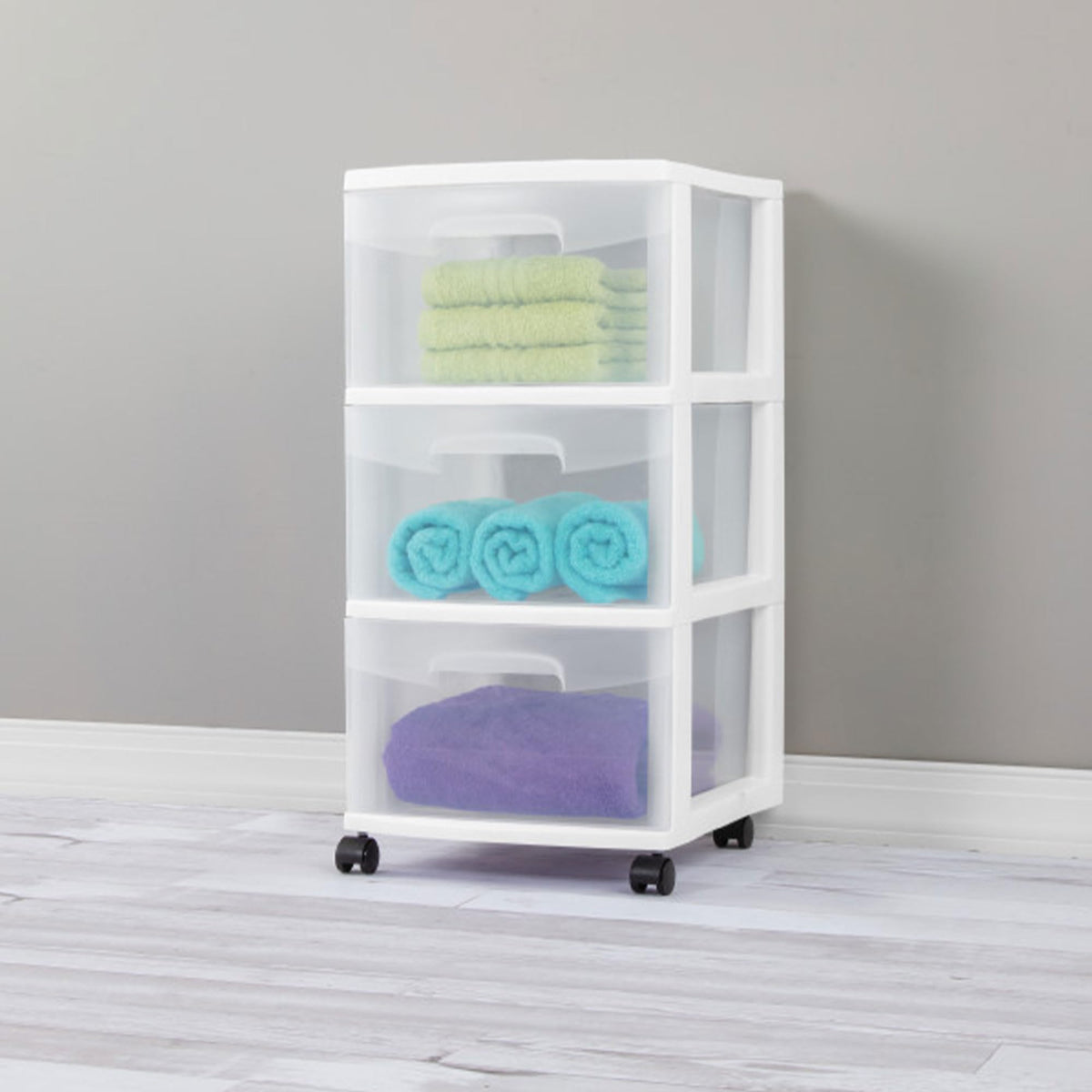 2 Pack White 3 Drawer Plastic Storage Cart E158153
