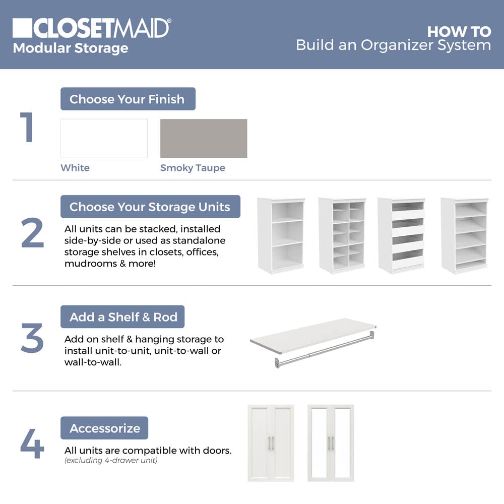 White 4 Drawer Wood Modular Storage Unit F3211