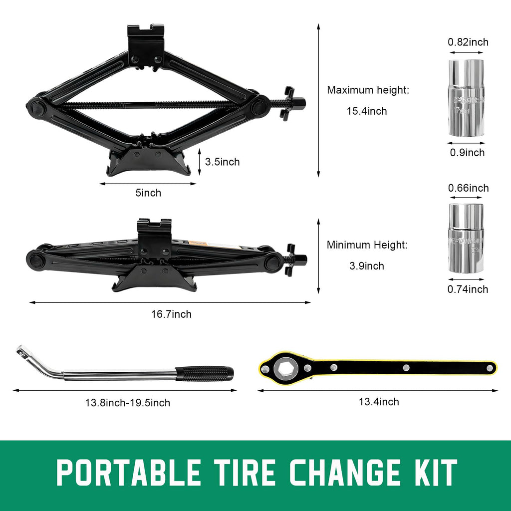 2 Ton Portable Scissor Jack Kit with Lug Wrench Q8487