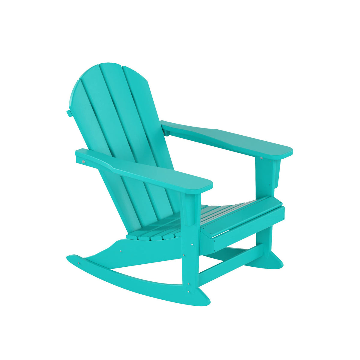 HDPE Turquoise Poly Adirondack Rocking Chair 3-Piece Set with Side Table P958