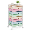Rolling Storage Cart with 8 Drawers and Wooden Tabletop U403