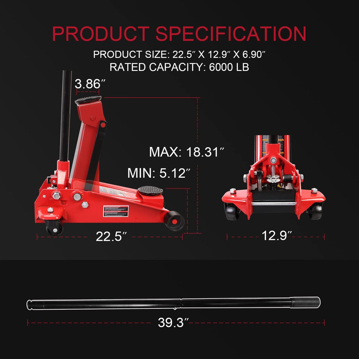 3-Ton Heavy Duty Hydraulic Floor Jack N28793