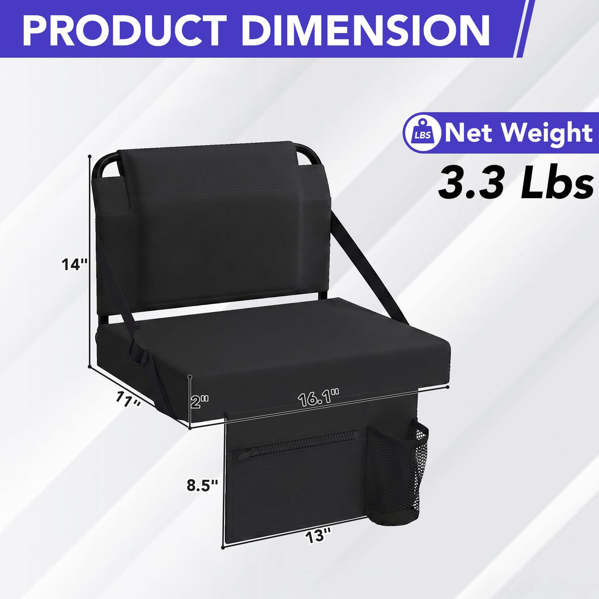 Adjustable Bleacher Chair with Back Support and Cup Holder Z151