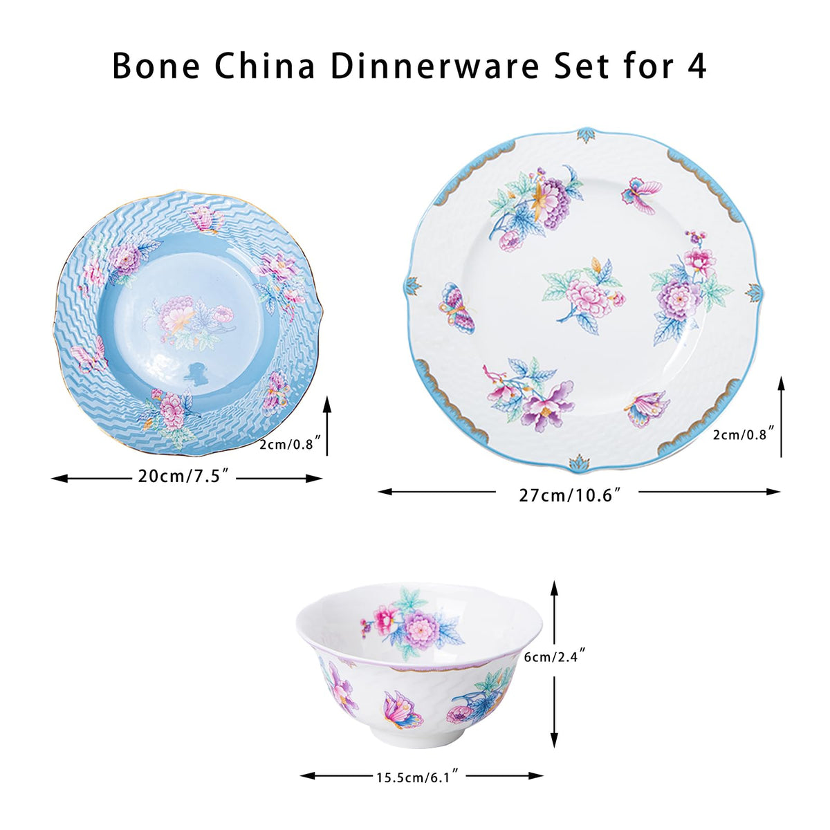 Bone China 12-Piece Dinnerware Set for 4 Z88317