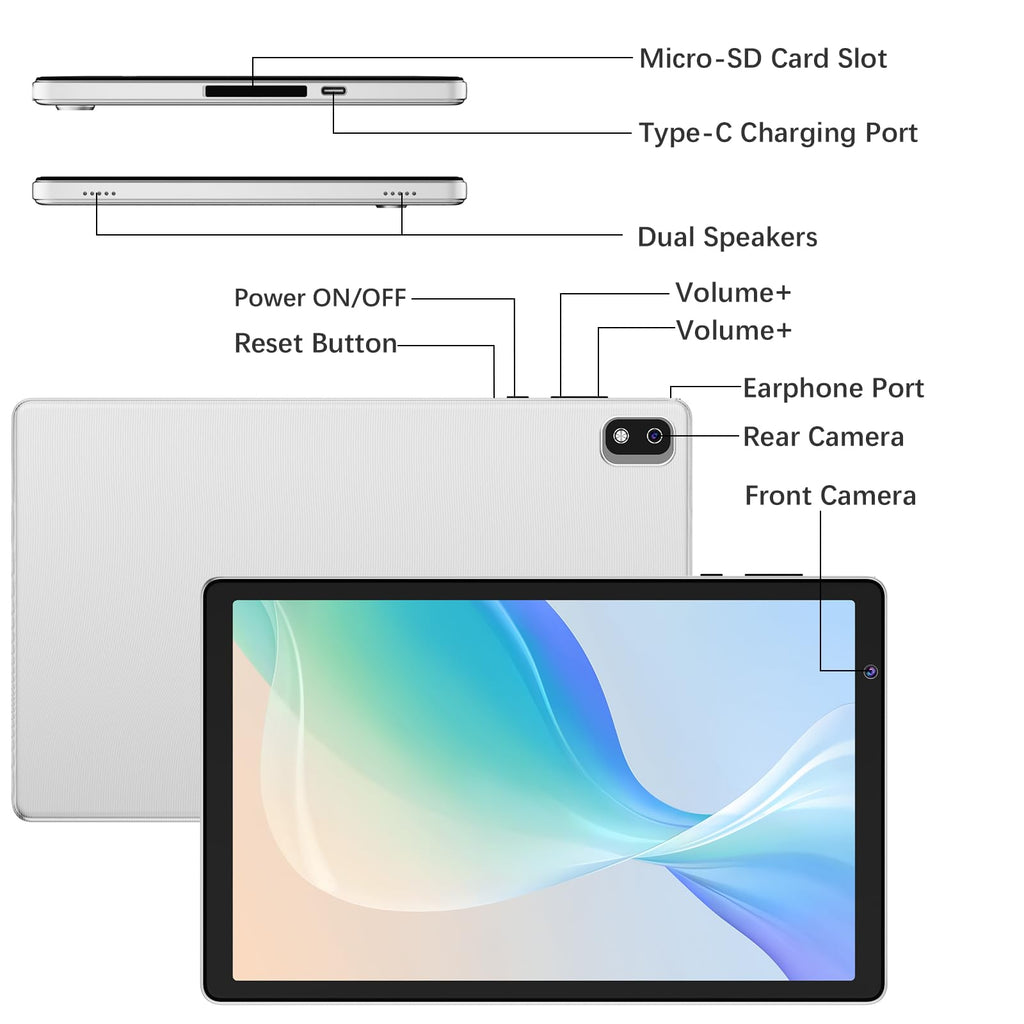 10 Inch Android Tablet 2GB RAM 32GB Storage Silver E77182