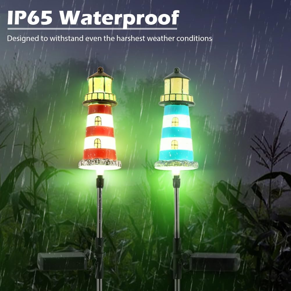 Solar Lighthouse, 2 PCS, 7 Colors Changing G534