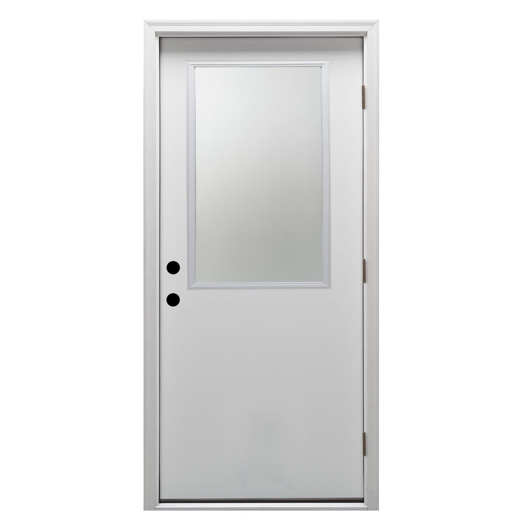 Primed Left Hand Outswing Prehung Door 1/2 Lite Clear Glass 36"x80" Steel Z269