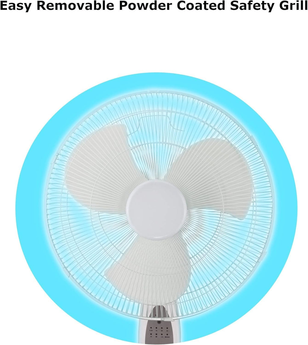 16-Inch Oscillating Stand Fan with Remote Control, White C97033