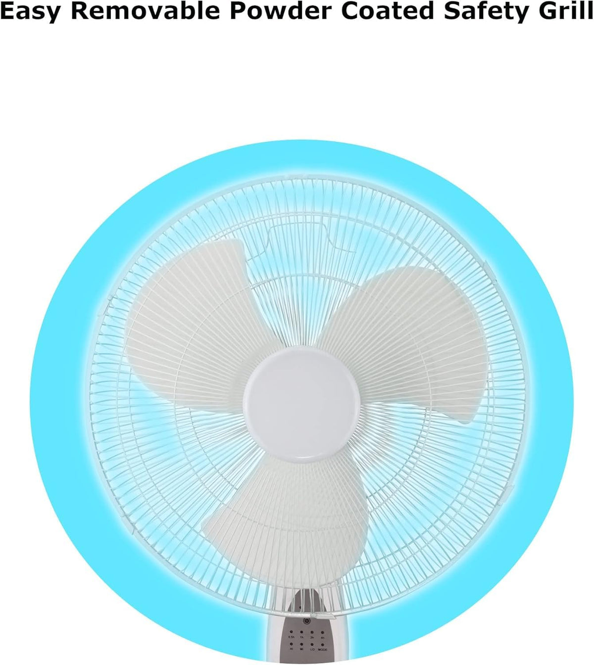 16-Inch Oscillating Stand Fan with Remote Control, White C97033