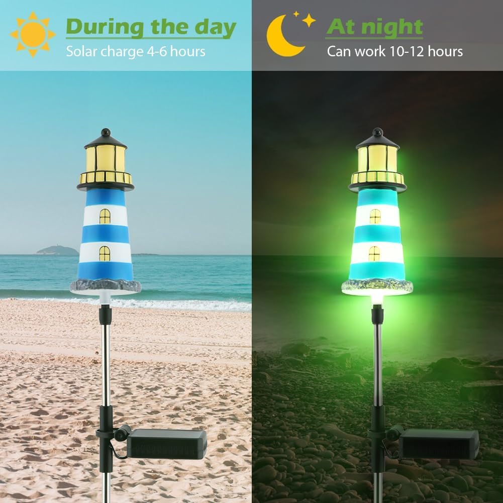 Solar Lighthouse, 2 PCS, 7 Colors Changing G534