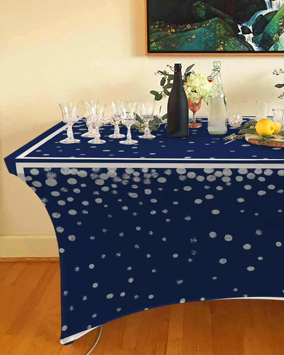 Silver Speckle Spandex Table Cloth for 6FT U6130