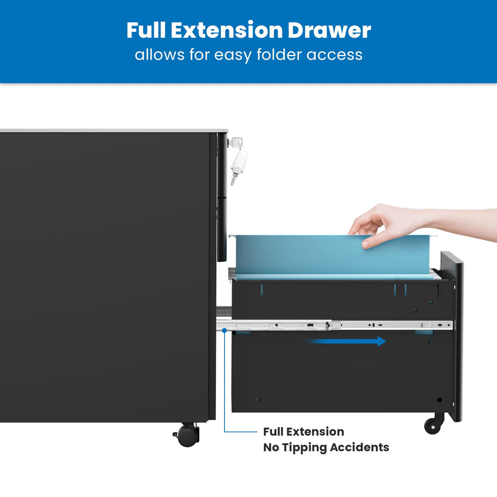 Black 3 Drawer Rolling File Cabinet with Lock V977460