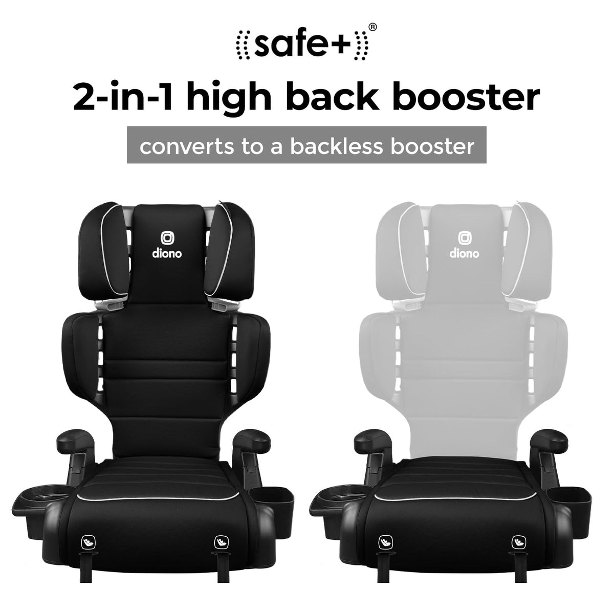 2-in-1 High Back Booster, 40-120 lbs, Black P4989