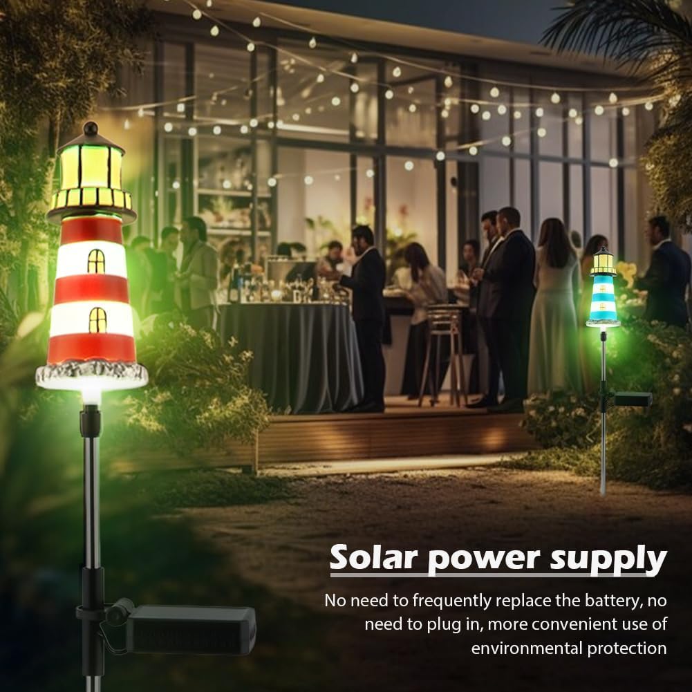 Solar Lighthouse, 2 PCS, 7 Colors Changing G534