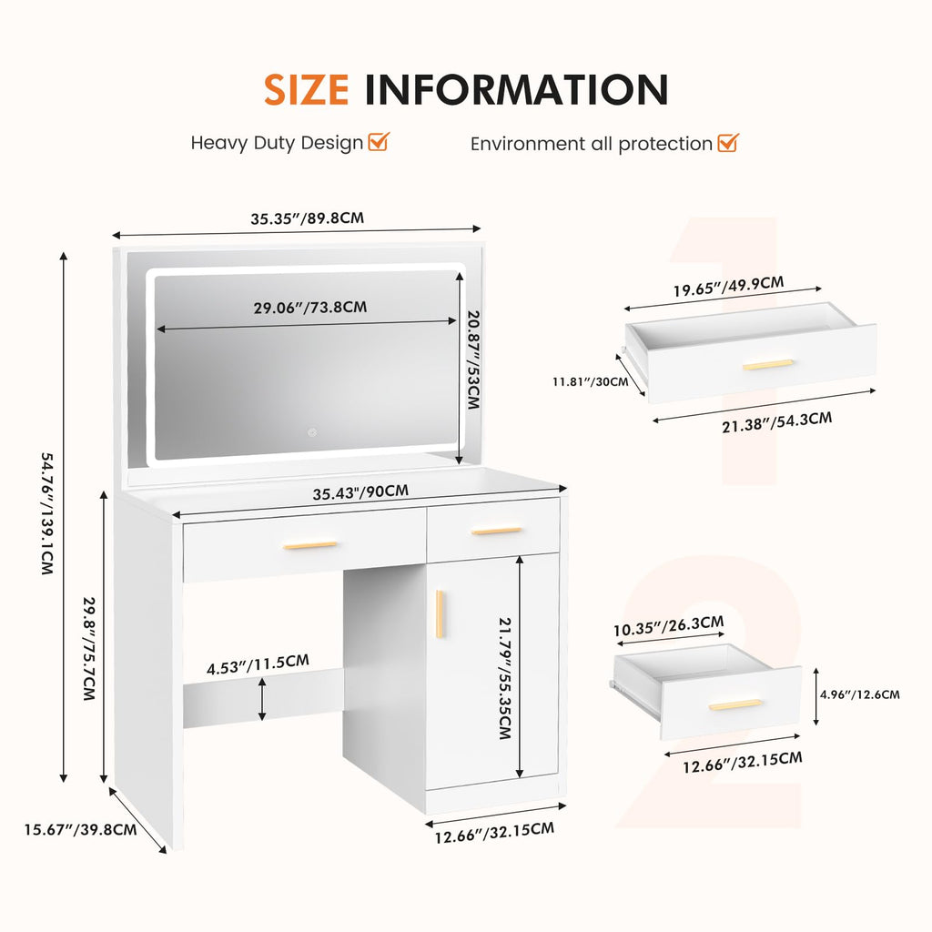 Makeup Vanity Desk with LED Mirror K17006