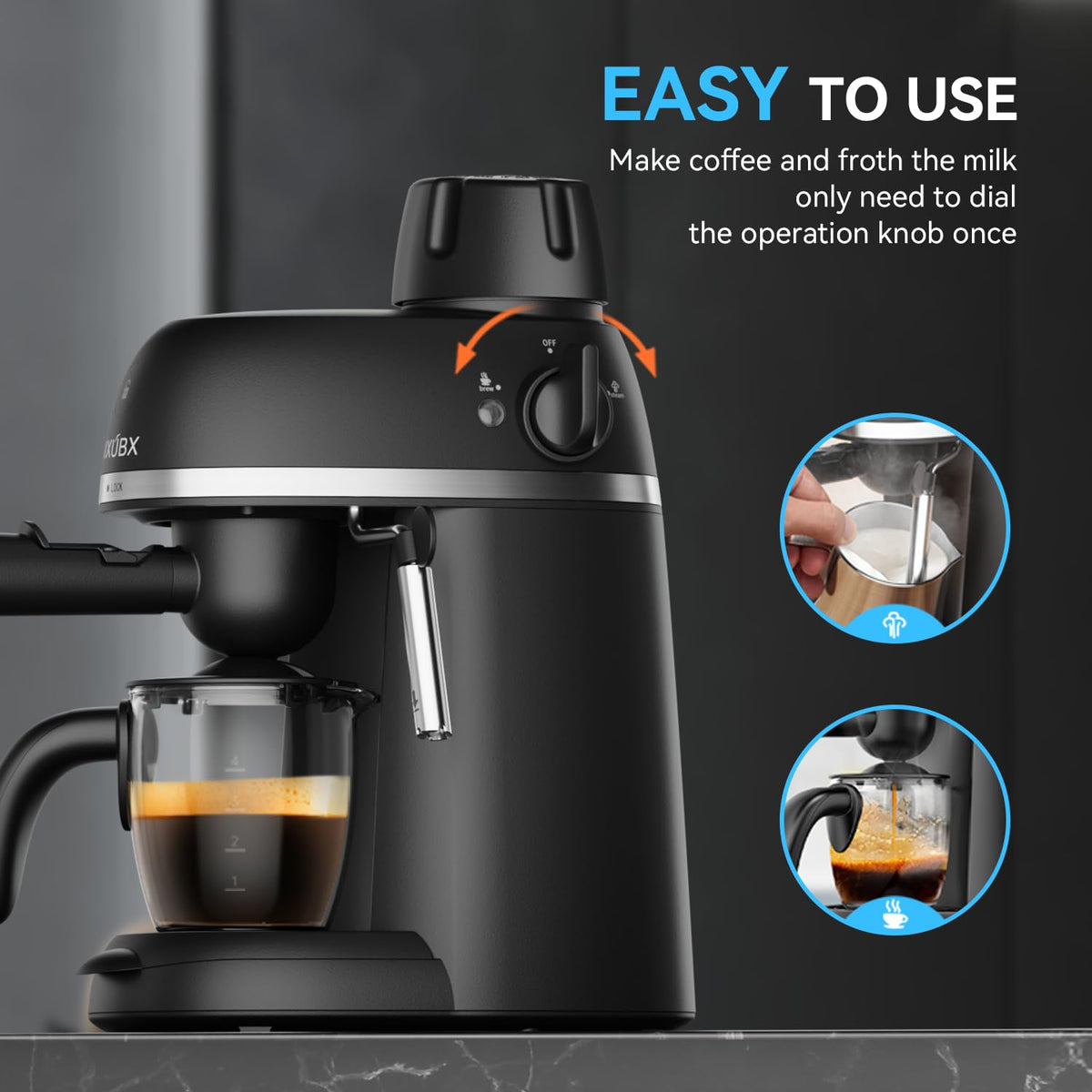 Compact Espresso & Cappuccino Machine with Steam Wand F30549
