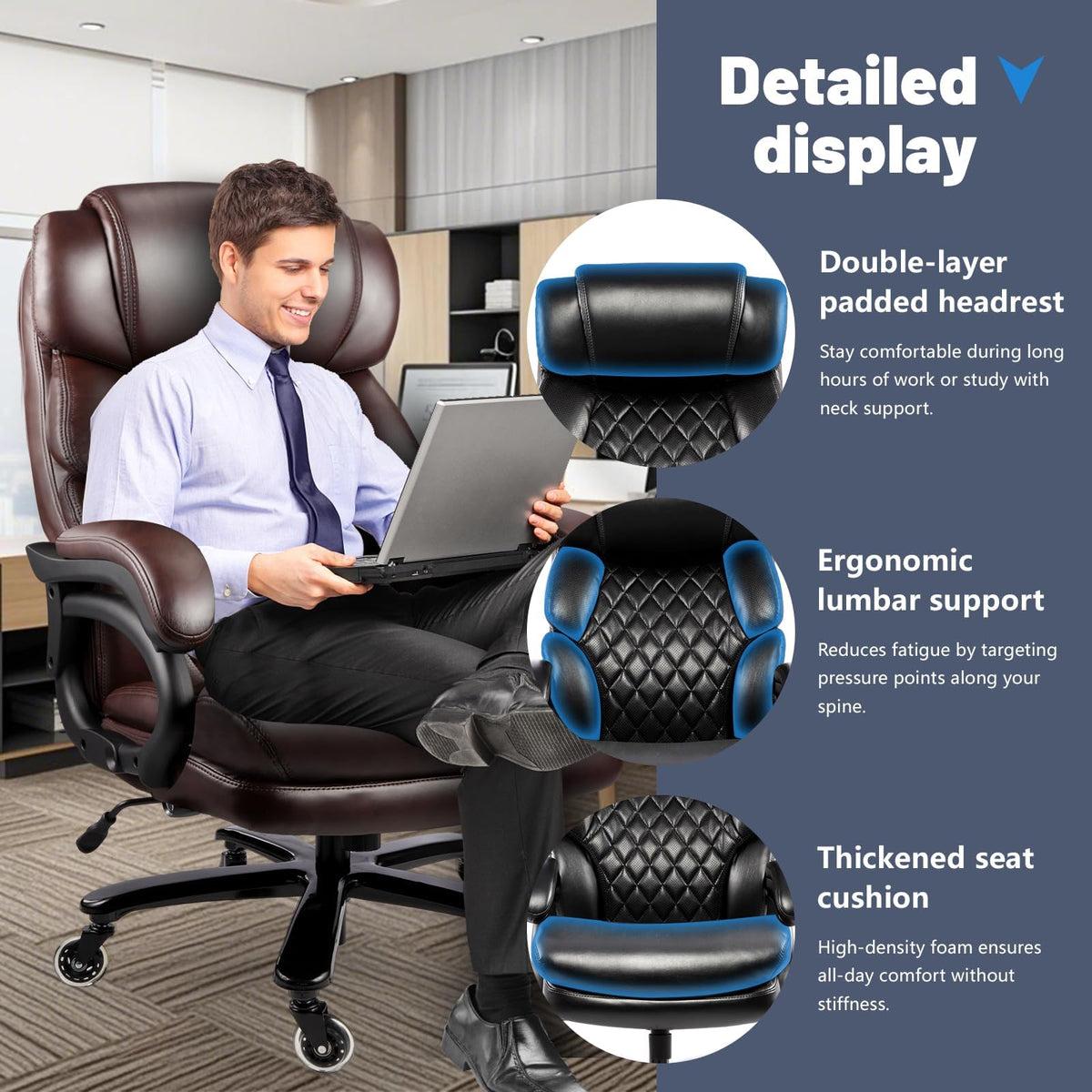 Big and Tall Heavy Duty Executive Office Chair with High Back X94554