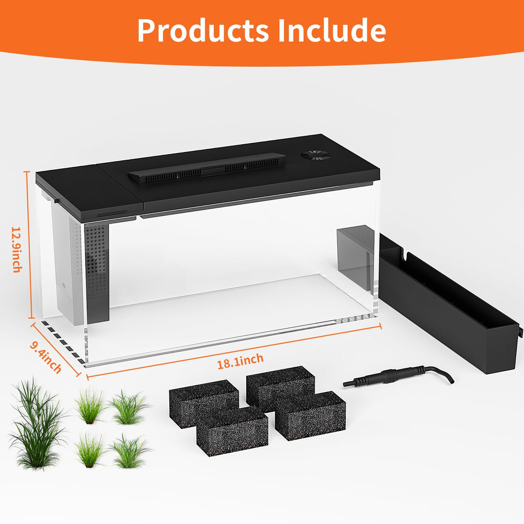 3.7 Gallon Betta Fish Tank Kit with Filter Light Water Pump D9476
