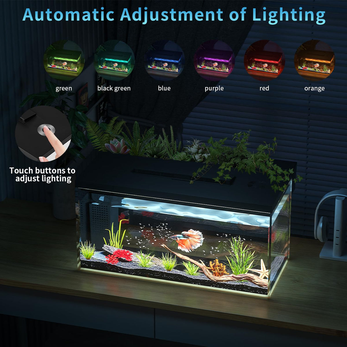 3.7 Gallon Betta Fish Tank Kit with Filter Light Water Pump D9476