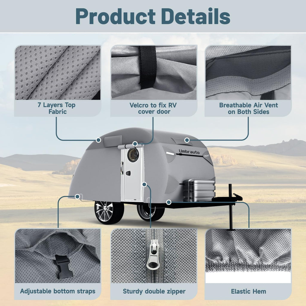 12-15 Camper 7 Layers Waterproof Teardrop Trailer Cover L4882