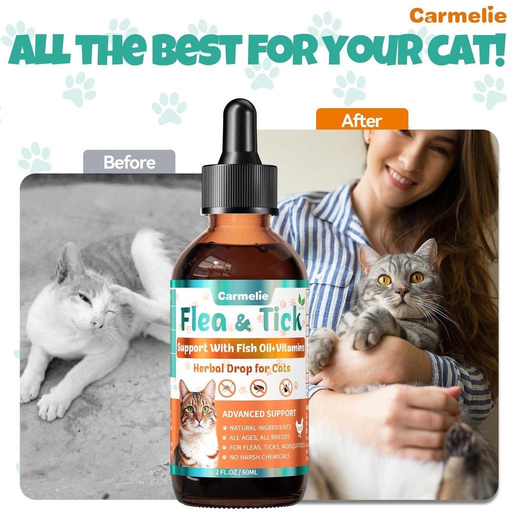 Flea and Tick Prevention for Cat with Vitamins Fish Oil 2 fl oz V29506