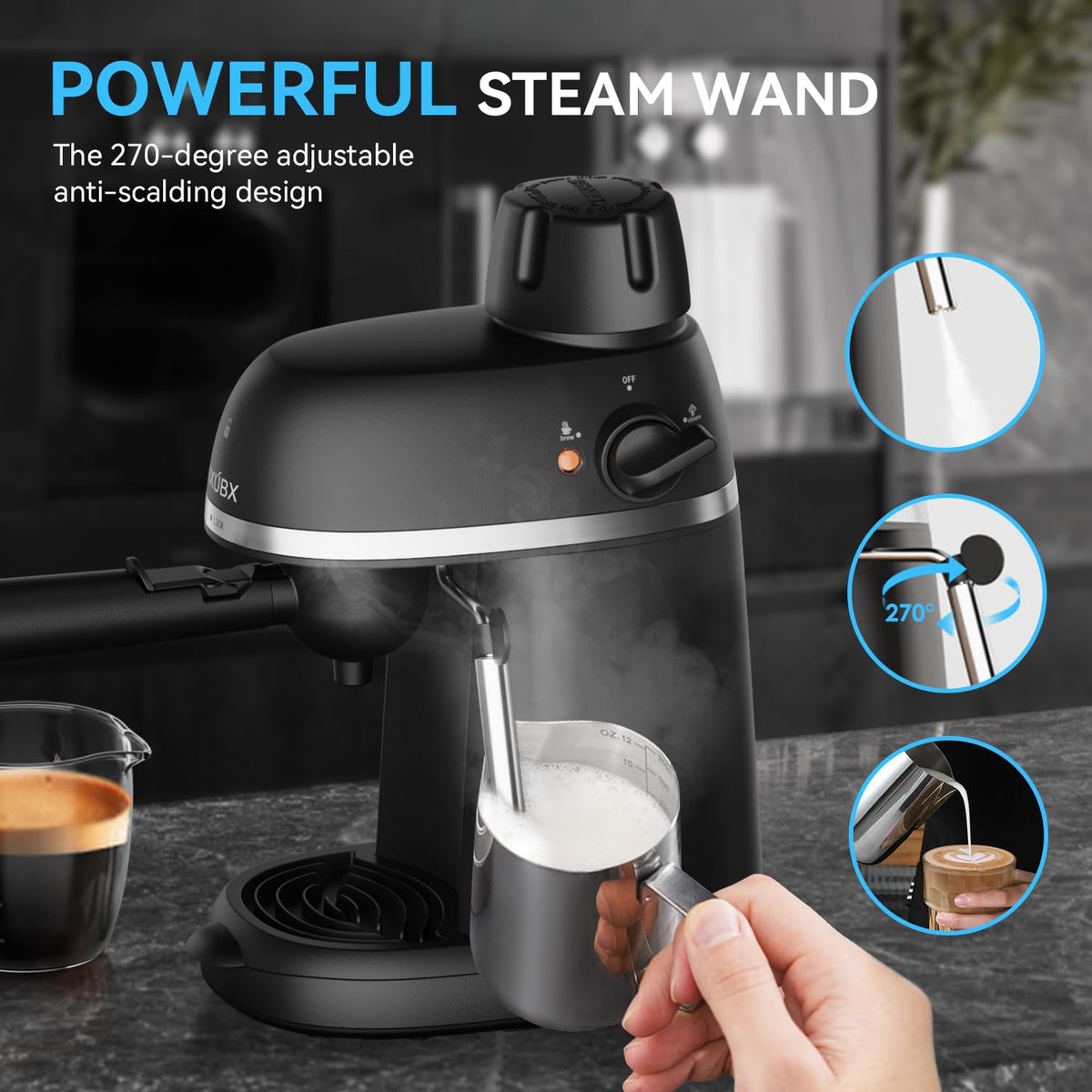Compact Espresso & Cappuccino Machine with Steam Wand F30549