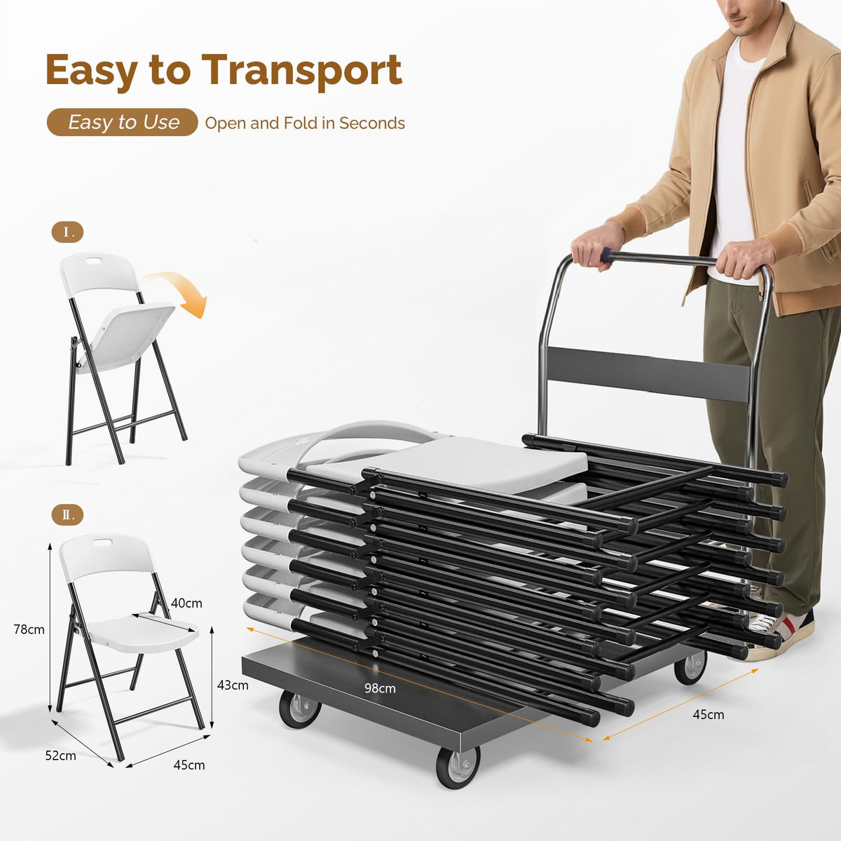 White Plastic Folding Chairs 10-Pack Y656673