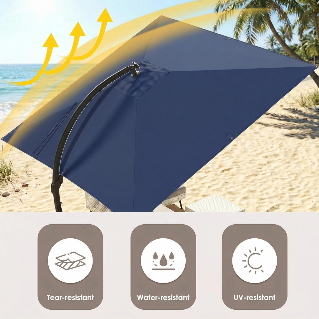 11x11ft Solar Powered Led Cantilever Umbrella with Base J9512