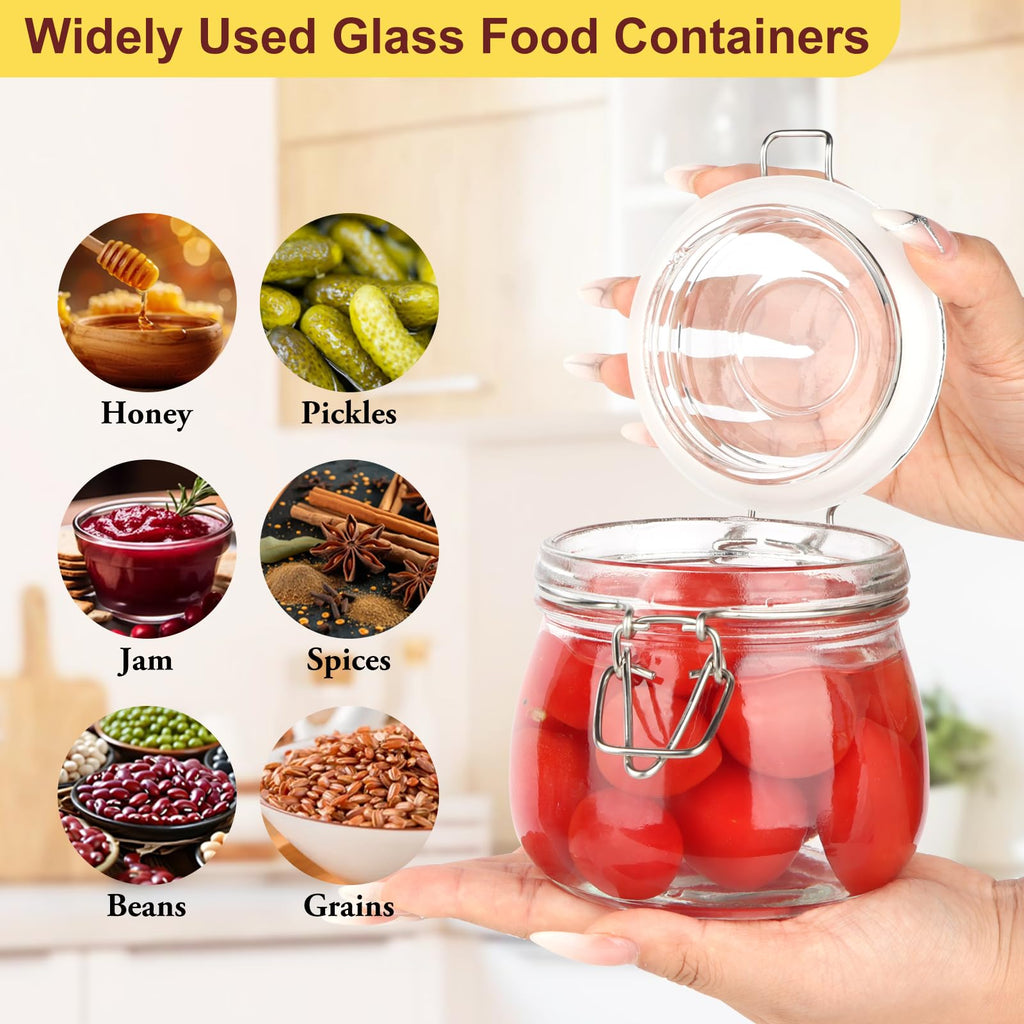 16oz Glass Jars with Airtight Lids, 6 Pack K949