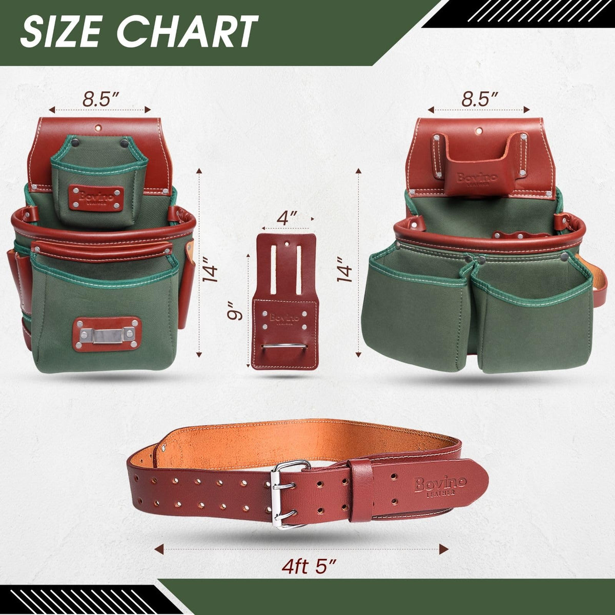 Nylon and Leather 21-Pocket Tool Belt with Hammer Holder W817464