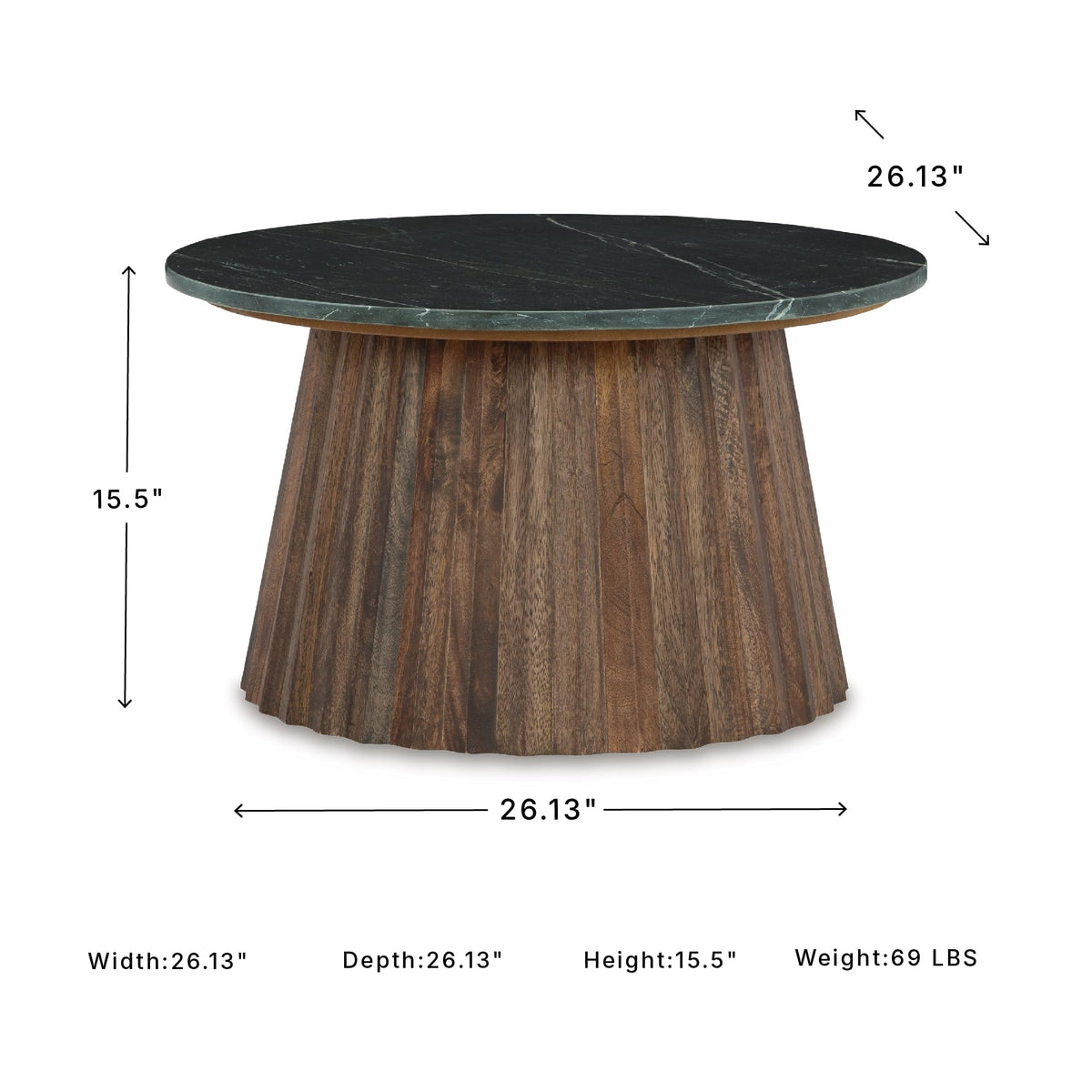 Round Fluted Marble Coffee Table Q914